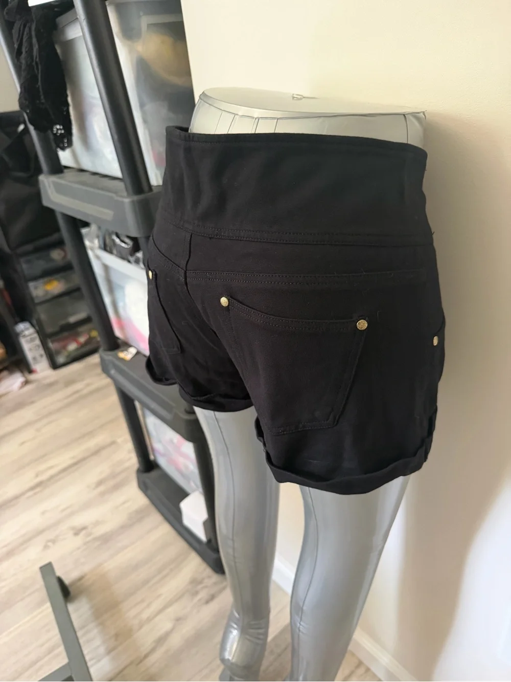 Ci Sono Black High-Waist Sailor Button Shorts